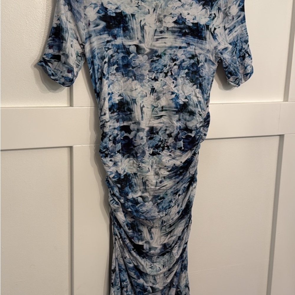 Isabella Oliver Blue Bodycon Dress Short Sleeve Crew Neck